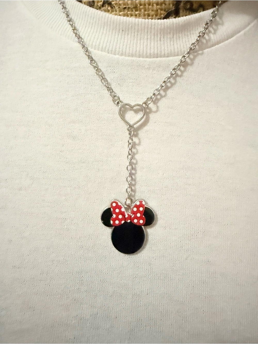 Minnie Mouse Bow Y-Drop Necklace